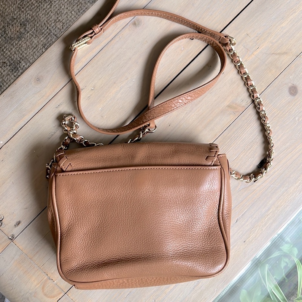 Tory Burch Mini Marion Crossbody Purse Camel Leather Authentic - Picture 10 of 12